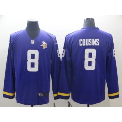 Minnesota Vikings #8 Kirk Cousins Purple Therma Long Sleeve Nike NFL Men Jersey