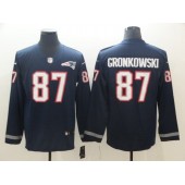 New England Patriots #87 Rob Gronkowski Navy Therma Long Sleeve Nike NFL Men Jersey