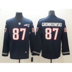 New England Patriots #87 Rob Gronkowski Navy Therma Long Sleeve Nike NFL Men Jersey