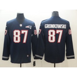 New England Patriots #87 Rob Gronkowski Navy Therma Long Sleeve Nike NFL Men Jersey