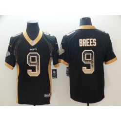 New Orleans Saints #9 Drew Brees Black Drift Fashion Limited Nike NFL Men Jersey