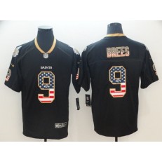 New Orleans Saints #9 Drew Brees Black USA Flag Fashion Limited Nike NFL Men Jersey