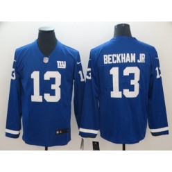 New York Giants #13 Odell Beckham Jr. Blue Therma Long Sleeve Nike NFL Men Jersey