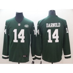 New York Jets #14 Sam Darnold Green Therma Long Sleeve Nike NFL Men Jersey