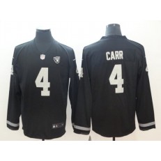 Oakland Raiders #4 Derek Carr Black Therma Long Sleeve Nike NFL Men Jersey