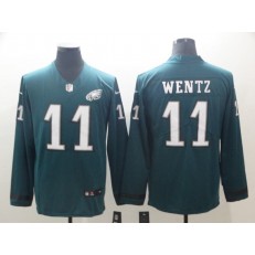 Philadelphia Eagles #11 Carson Wentz Green Therma Long Sleeve Nike NFL Men Jersey