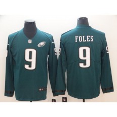 Philadelphia Eagles #9 Nick Foles Green Therma Long Sleeve Nike NFL Men Jersey