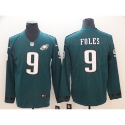 Philadelphia Eagles #9 Nick Foles Green Therma Long Sleeve Nike NFL Men Jersey