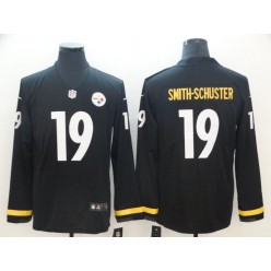 Pittsburgh Steelers #19 JuJu Smith-Schuster Black Therma Long Sleeve Nike NFL Men Jersey