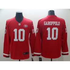 San Francisco 49ers #10 Jimmy Garoppolo Red Therma Long Sleeve Nike NFL Men Jersey