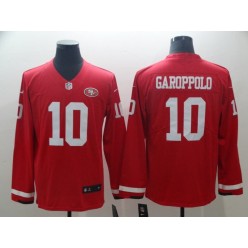 San Francisco 49ers #10 Jimmy Garoppolo Red Therma Long Sleeve Nike NFL Men Jersey