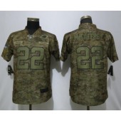 Women Nike Carolina Panthers #22 Christian McCaffrey Camo Salute To Service Limited Jersey