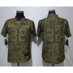 Women Nike Carolina Panthers #22 Christian McCaffrey Camo Salute To Service Limited Jersey