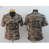 Women Nike Dallas Cowboys #21 Ezekiel Elliott Camo Salute To Service Limited Jersey