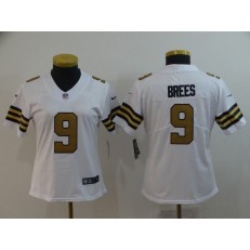 Women Nike New Orleans Saints #9 Drew Brees White Color Rush Limited Jersey