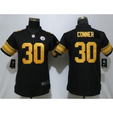 Women Nike Pittsburgh Steelers #30 James Conner Black Color Rush Limited Jersey