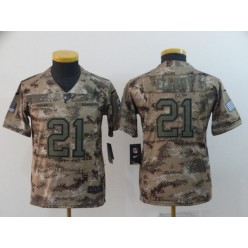Youth Nike Dallas Cowboys #21 Ezekiel Elliott Camo Salute To Service Limited Jersey