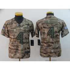 Youth Nike Dallas Cowboys #4 Dak Prescott Camo Salute To Service Limited Jersey