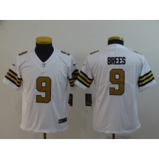 Youth Nike New Orleans Saints #9 Drew Brees White Color Rush Limited Jersey