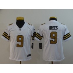 Youth Nike New Orleans Saints #9 Drew Brees White Color Rush Limited Jersey