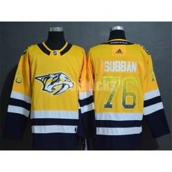 Nashville Predators #76 P.K. Subban Yellow Drift Fashion Adidas NHL Men Jersey