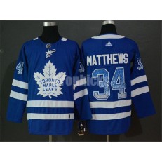 Toronto Maple Leafs #34 Auston Matthews Blue Drift Fashion Adidas NHL Men Jersey