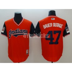 Cleveland Indians #47 Trevor Bauer Bauer Outage Orange 2018 Players' Weekend Authentic Team Jersey