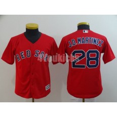 MLB Boston Red Sox #28 J.D. Martinez Red Youth Cool Base Jersey