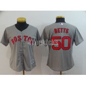 MLB Boston Red Sox #50 Mookie Betts Gray Women Cool Base Jersey