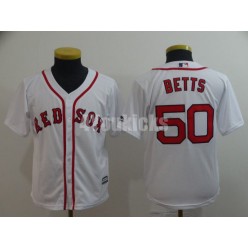 MLB Boston Red Sox #50 Mookie Betts White Youth Cool Base Jersey