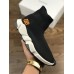 BALENCIAGA SPEED STRETCH-KNIT MID SNEAKERS BLACK WHITE WITH BB LOGO