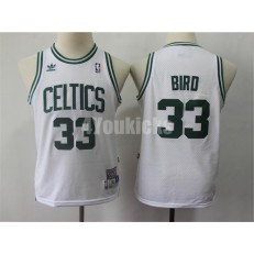 Boston Celtics #33 Larry Bird White Youth Hardwood Classics Jersey