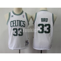 Boston Celtics #33 Larry Bird White Youth Hardwood Classics Jersey