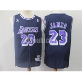 Los Angeles Lakers #23 Lebron James Navy Hardwood Classics Men Jersey