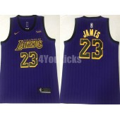 Los Angeles Lakers #23 Lebron James Purple 2018-19 City Edition Nike Swingman Men Jersey