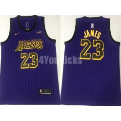 Los Angeles Lakers #23 Lebron James Purple 2018-19 City Edition Nike Swingman Men Jersey
