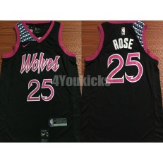 Minnesota Timberwolves #25 Derrick Rose Black 2018-19 City Edition Nike Swingman Men Jersey
