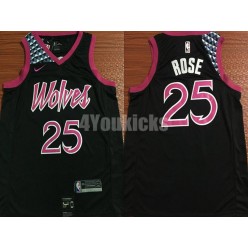 Minnesota Timberwolves #25 Derrick Rose Black 2018-19 City Edition Nike Swingman Men Jersey