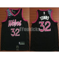 Minnesota Timberwolves #32 Karl Anthony Towns Black 2018-19 City Edition Nike Swingman Men Jersey