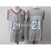 Philadelphia 76ers #21 Joel Embiid Gray 2018-19 City Edition Nike Swingman Men Jersey