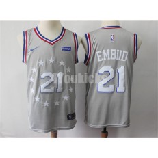 Philadelphia 76ers #21 Joel Embiid Gray 2018-19 City Edition Nike Swingman Men Jersey