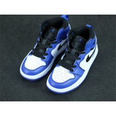 KID'S AIR JORDAN 1 MID ALT WHITE BLACK BLUE 555088-403
