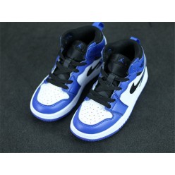 KID'S AIR JORDAN 1 MID ALT WHITE BLACK BLUE 555088-403