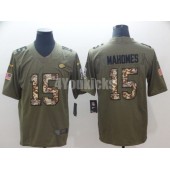 Kansas City Chiefs #15 Patrick Mahomes Olive Camo Salute To Service Limited Nike NFL Men Jersey