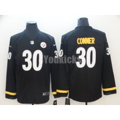 Pittsburgh Steelers #30 James Conner Black Therma Long Sleeve Nike NFL Men Jersey
