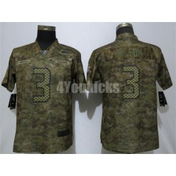 Women Nike Seattle Seahawks #3 Russell Wilson Camo Salute To Service Limited Jersey