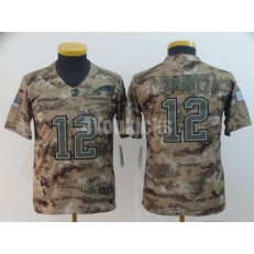 Youth Nike New England Patriots #12 Tom Brady Camo Salute To Service Limited Jersey