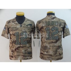 Youth Nike New England Patriots #12 Tom Brady Camo Salute To Service Limited Jersey