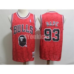 Chicago Bulls #93 Bape Red Hardwood Classics Jersey