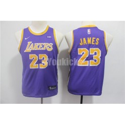 Los Angeles Lakers #23 Lebron James Purple Youth 2018-19 Nike Swingman Jersey